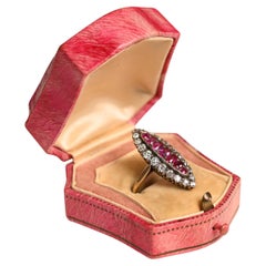 Antique Oval Cut Burmese Ruby Diamond (Approx 1-Carat) Halo Ring 18k Yellow Gold