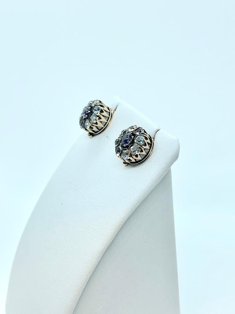Antique 10ct Rose Gold Alexandrite Dormeuse Earrings Circa 1920s Valued $3150 For Sale 2