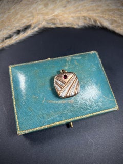 Antique 10ct Rose Gold Edwardian Garnet Square Locket