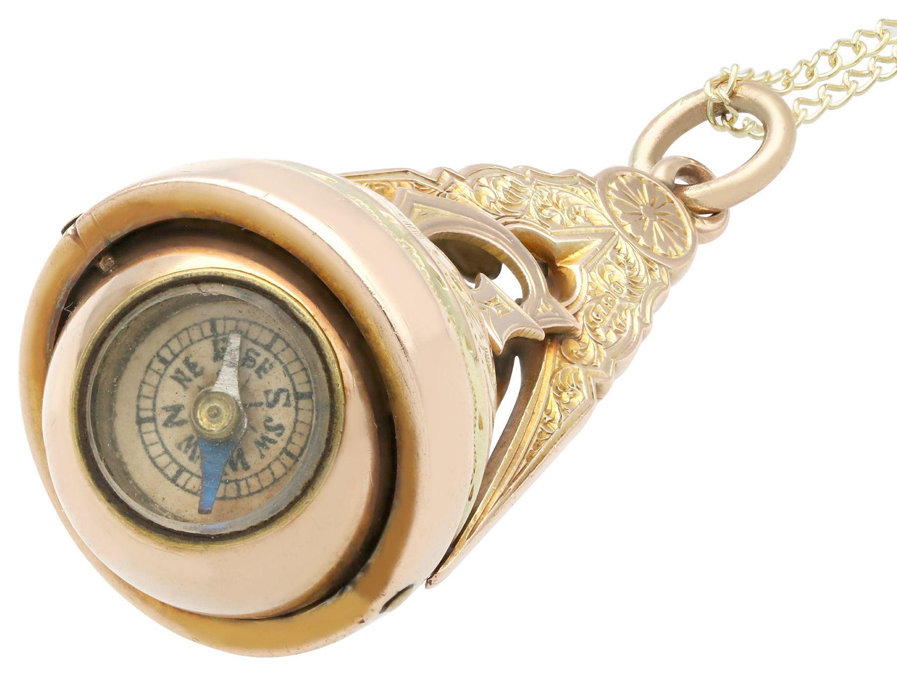 Antique 10ct Yellow Gold Masonic Compass Pendant / Fob / Charm 2