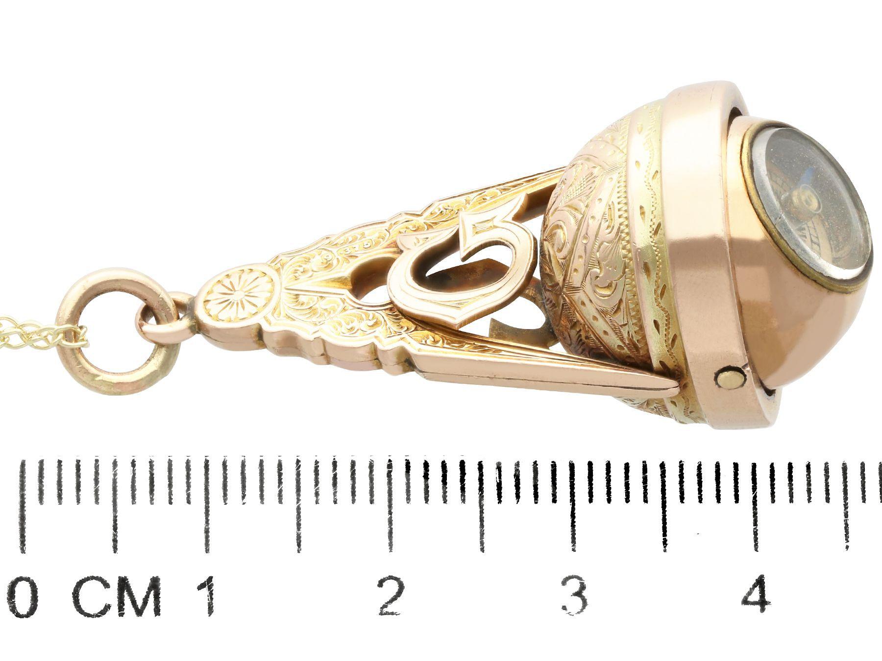 Antique 10ct Yellow Gold Masonic Compass Pendant / Fob / Charm 3