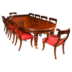 Antique 10ft Extending Dining Table 19th C & 10 Dining Chairs