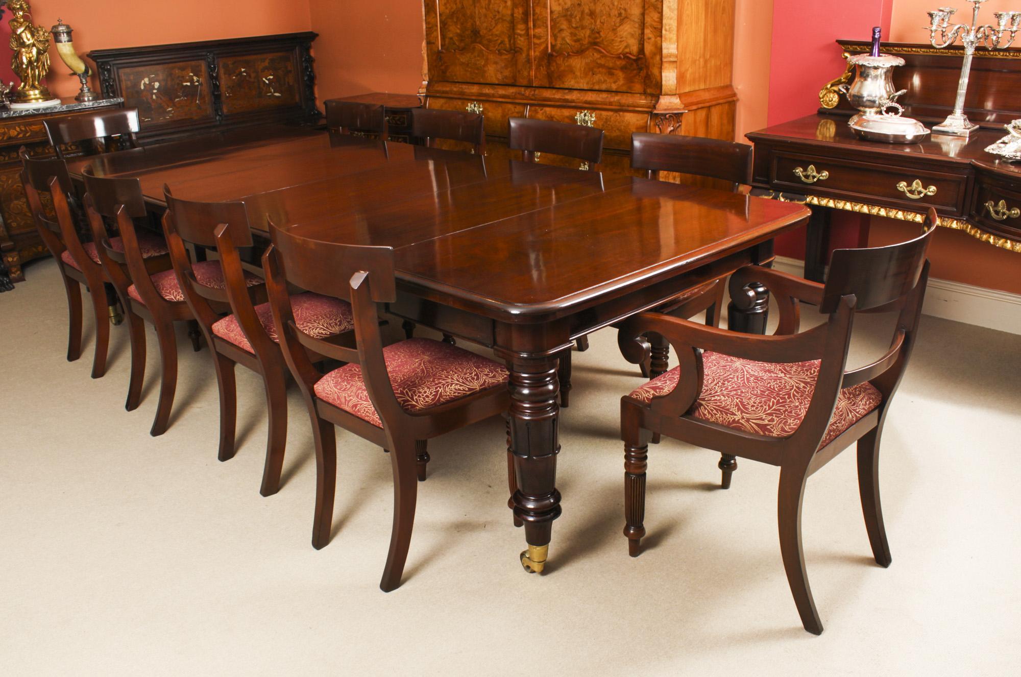 William IV Antique 10ft Flame Mahogany Extending Dining Table 19th Century