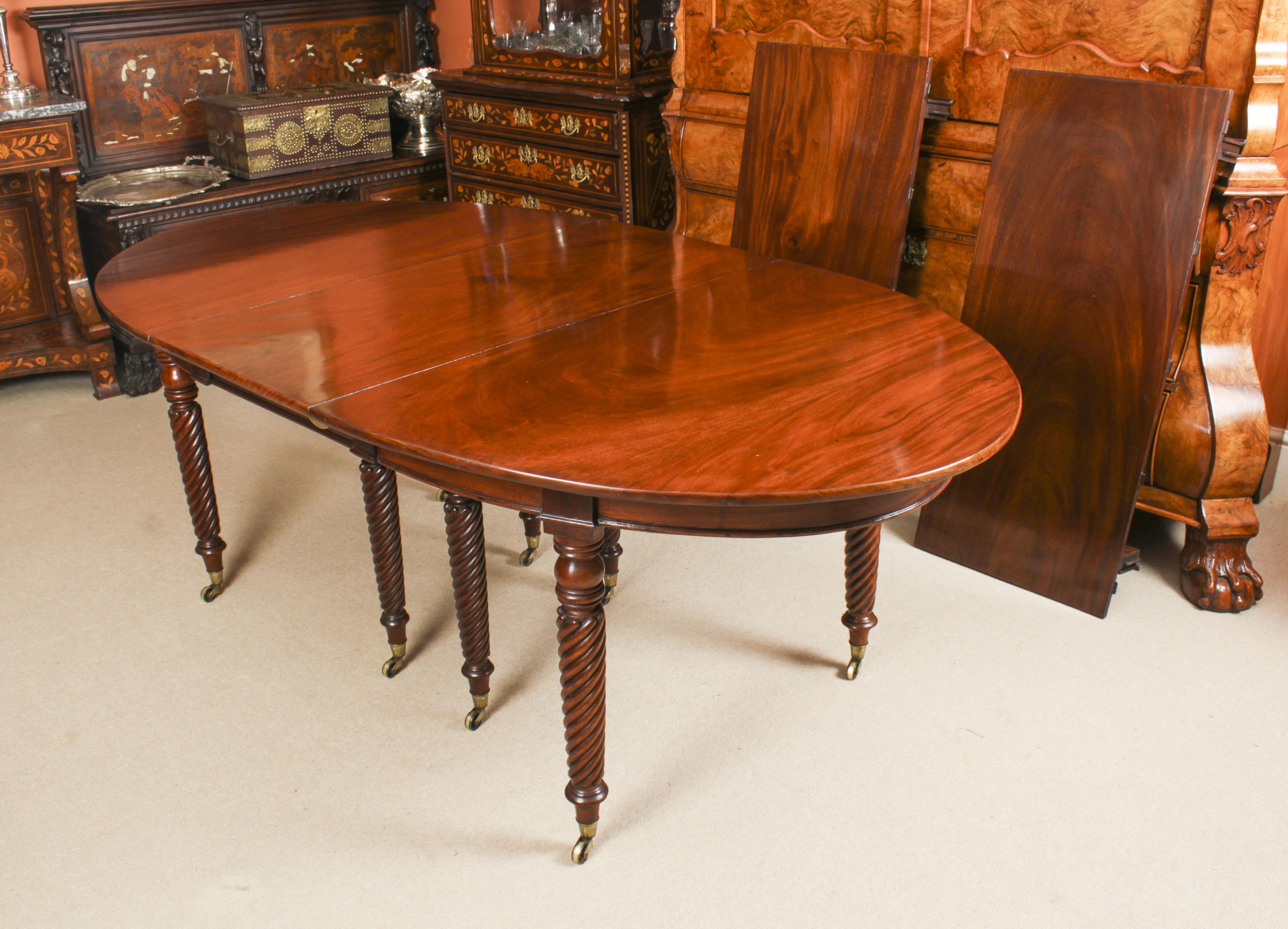 Mahogany Antique Regency Concertina Action Dining Table 19th Century For Sale