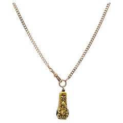 Antique 10k Gold Cigar Cutter Pendant 10k Gold Watch Chain Necklace