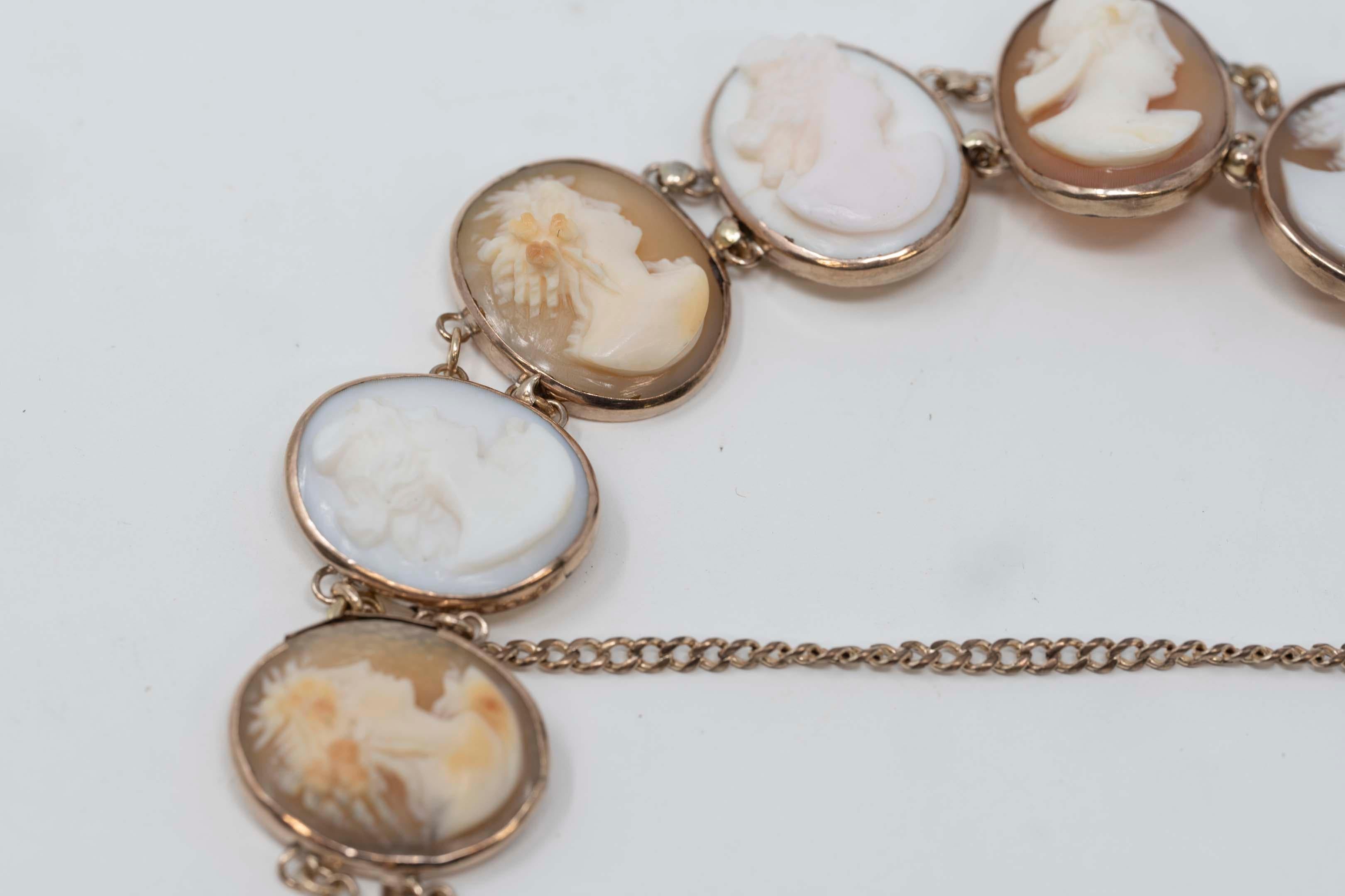 Antique 10k Gold Conch Shell Cameo Bracelet For Sale 2
