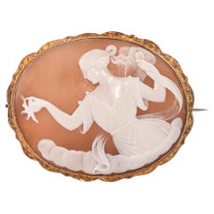 Antique 10k Gold "Psyche" Cameo Brooch