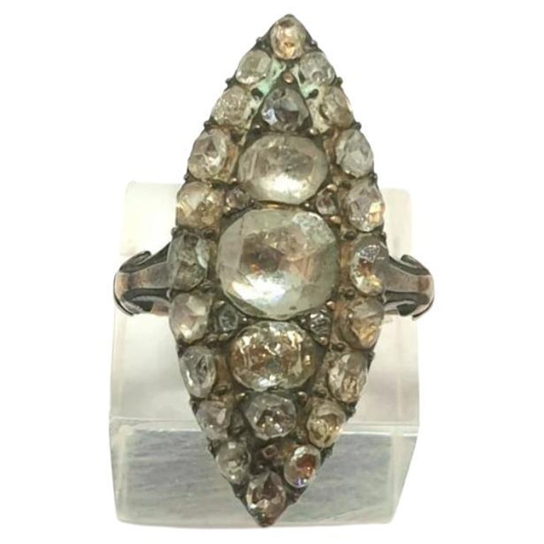 Antique 10k Gold Rose Cut Diamond Ring For Sale at 1stDibs