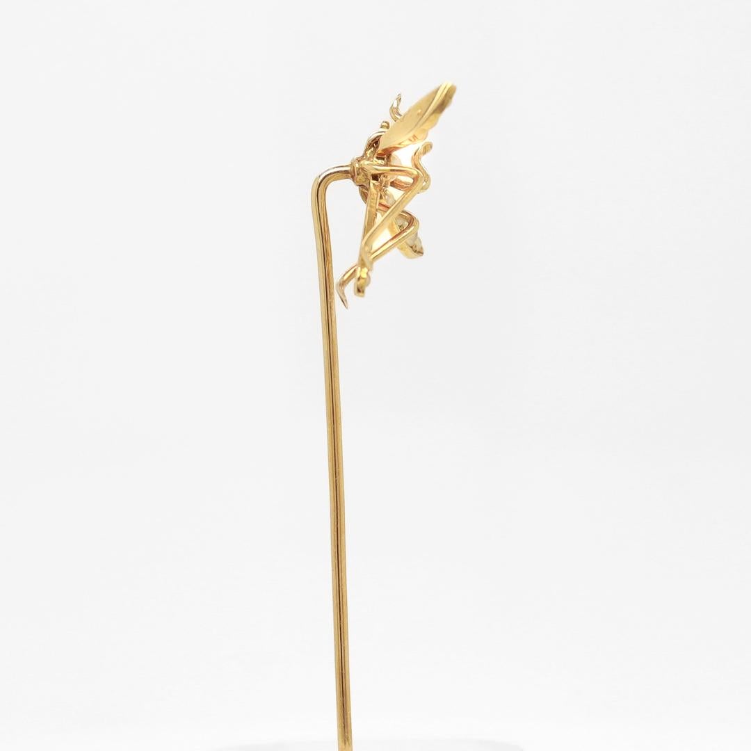 Antique 10k Gold & Seed Pearl Stickpin Dragonfly or Water Bug Stickpin For Sale 1