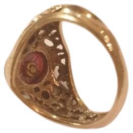 Women's or Men's Antique Victorian Garnet Gold Ring For Sale