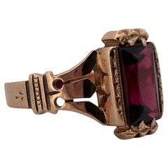 Antiker 10K Rose Gold Zarter roter Granat Ring
