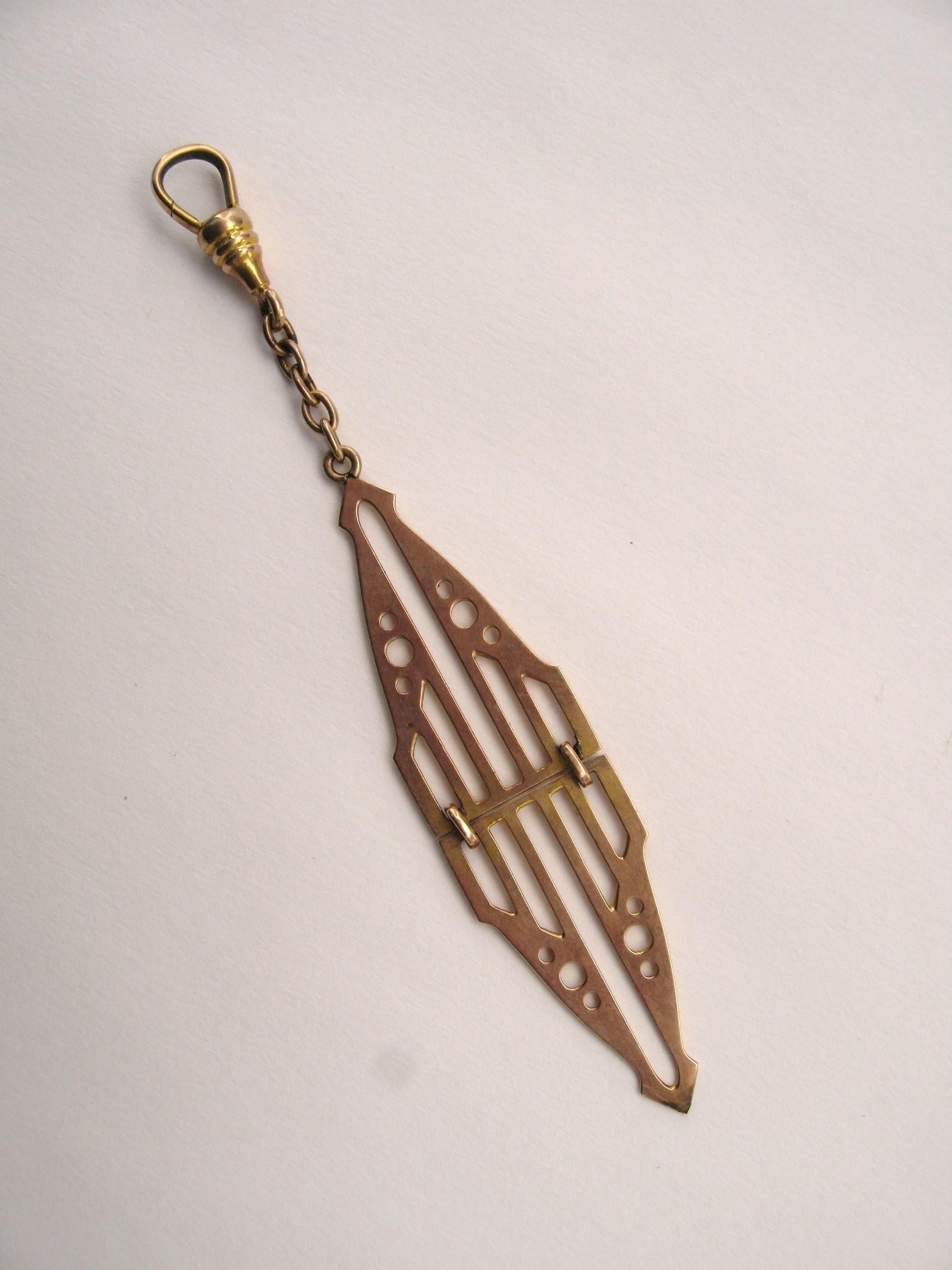 Fabulous early Rose Gold Folding Watch chain. Measuring 3.8 x .65. This would look amazing added to a chain to wear as a pendant. This is out of a massive collection of Contemporary designer & Vintage clothing as well as Hopi, Zuni, Navajo,