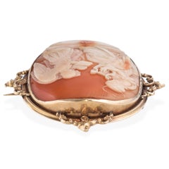 Antique 10k Saint Playing Music Cameo Brooch