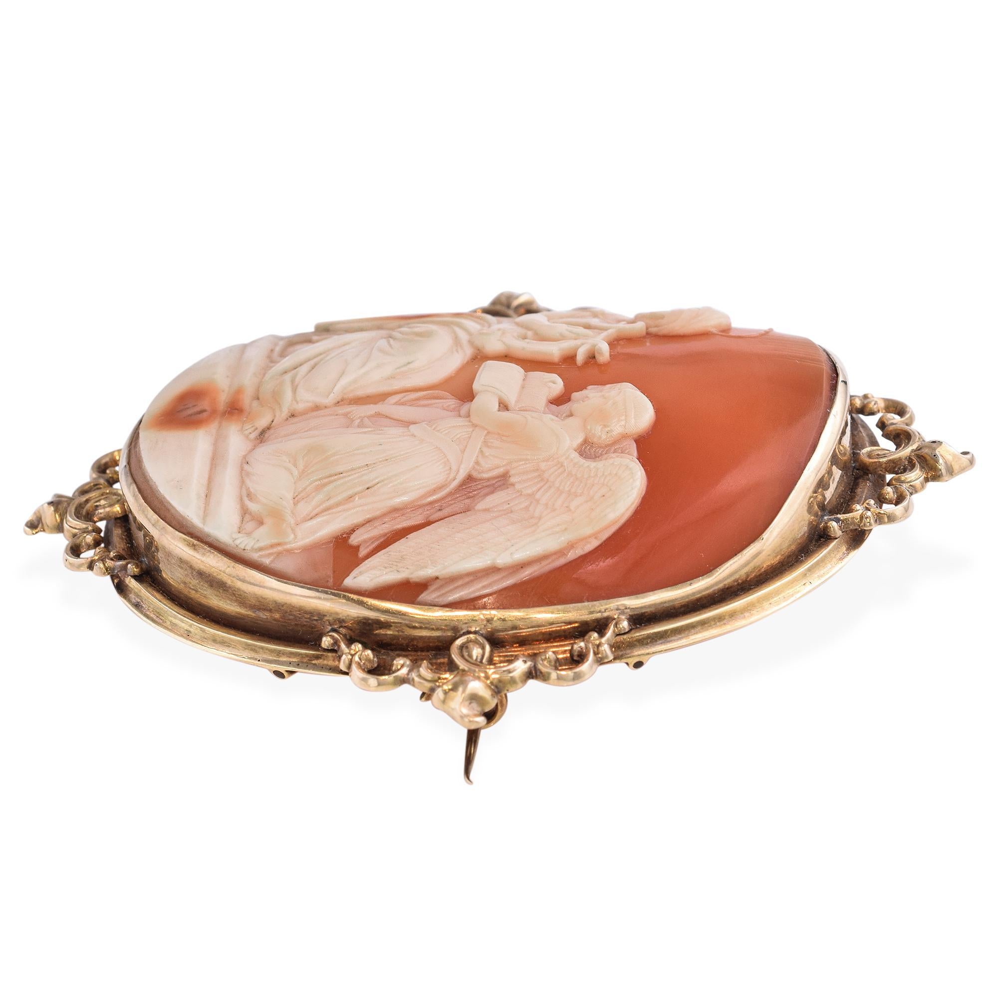 Antique 10k Saint Playing Music Cameo Brooch For Sale 1