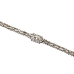 Antique 10k White Gold Filigree Bracelet