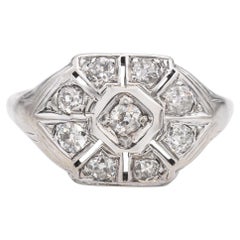 Antiker 10k Weißgold Old European Cut Diamantring