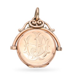 Antique 10k Rose Gold Diamond Locket Engraved Pendant