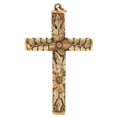 Antique 10YRG Floral Cross Pendant