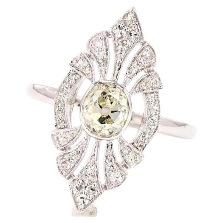 Bague en or avec un diamant ancien de 1,1 carat, taille européenne
