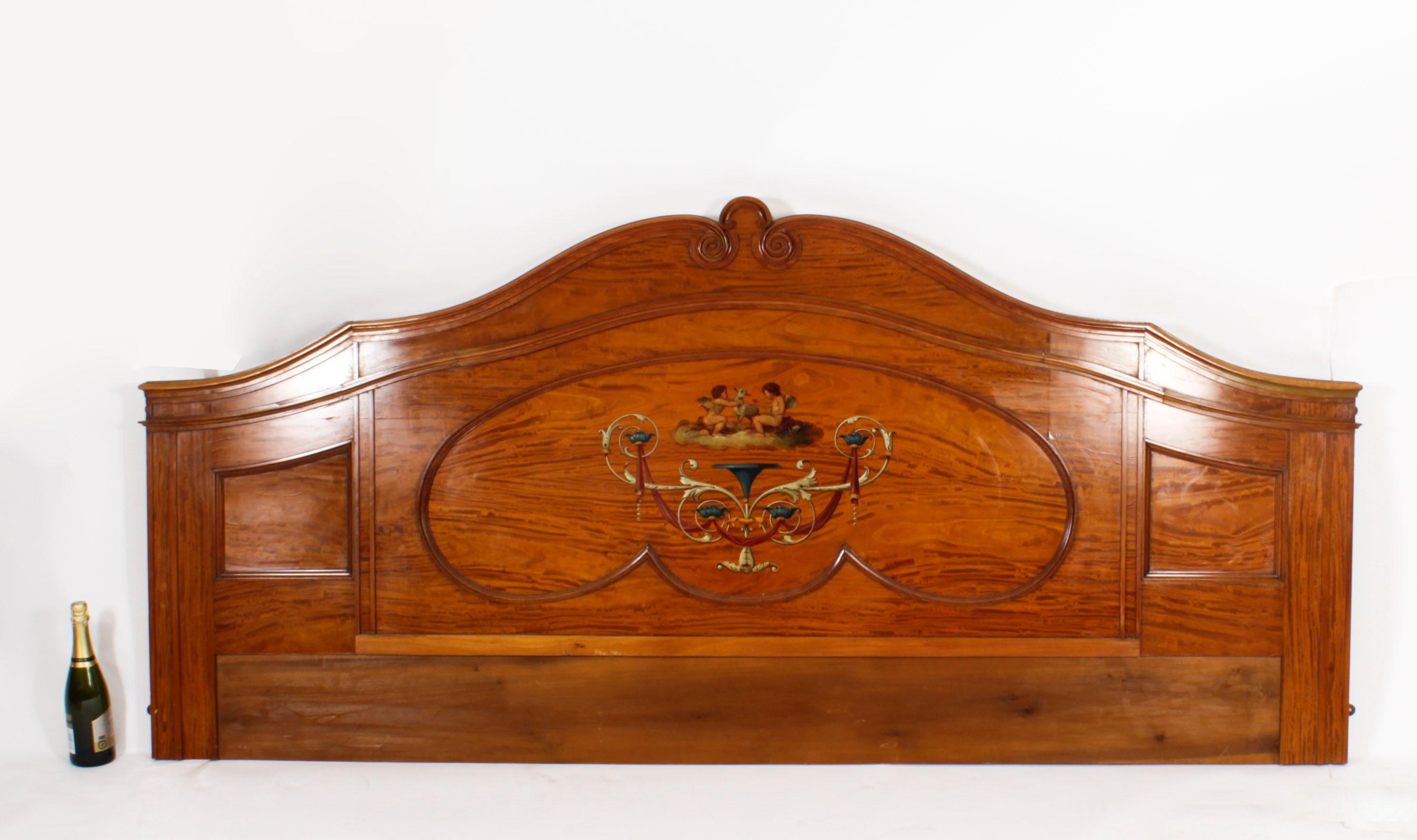 Tête de lit ancienne de 11 pieds de large en bois de citronnier de style Sheraton Revival 19ème siècle en vente 3