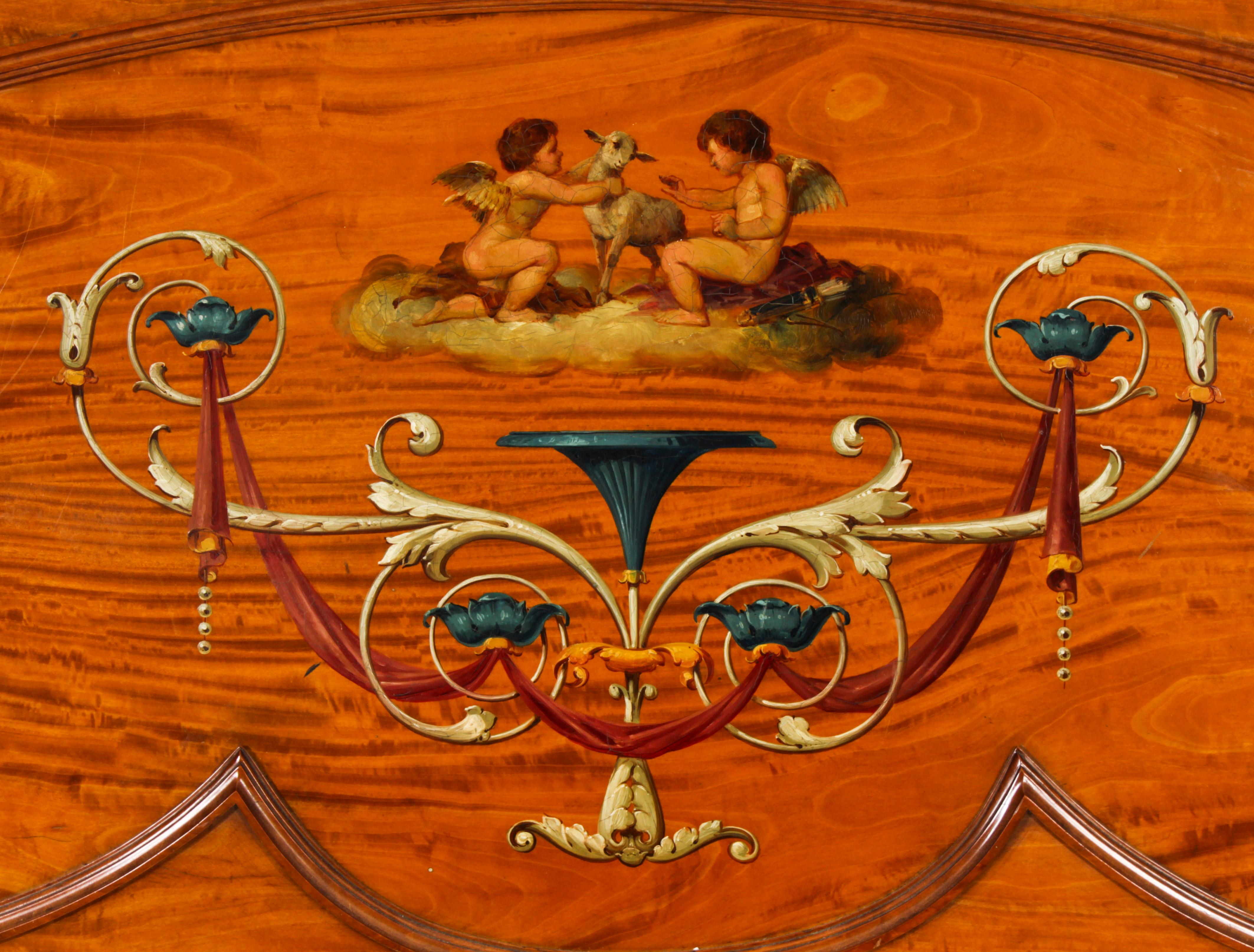 Anglais Tête de lit ancienne de 11 pieds de large en bois de citronnier de style Sheraton Revival 19ème siècle en vente