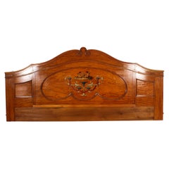 Antiguo Cabecero de Cama de Madera Satinada Sheraton Revival de 3 metros de ancho Siglo XIX