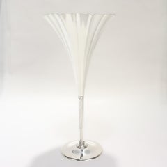 Antike 11" Tiffany & Co. Vergoldetes Sterling Silber Floriform Trompete Blumenvase