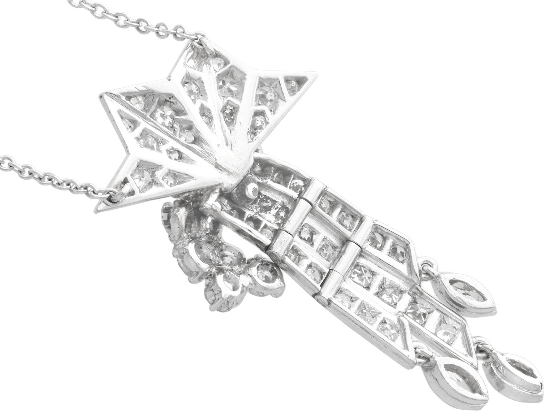 Antique Art Deco 1.10 Carat Diamond and Palladium Tassel Pendant, Circa 1935 In Excellent Condition In Jesmond, Newcastle Upon Tyne
