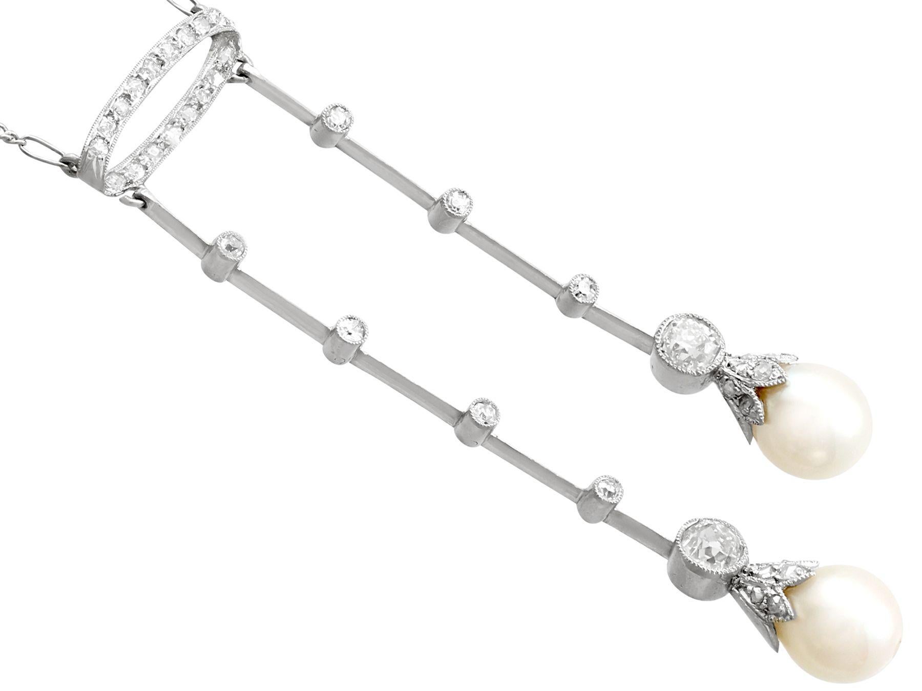 Old European Cut Antique 1.10 Carat Diamond Necklace in Platinum For Sale
