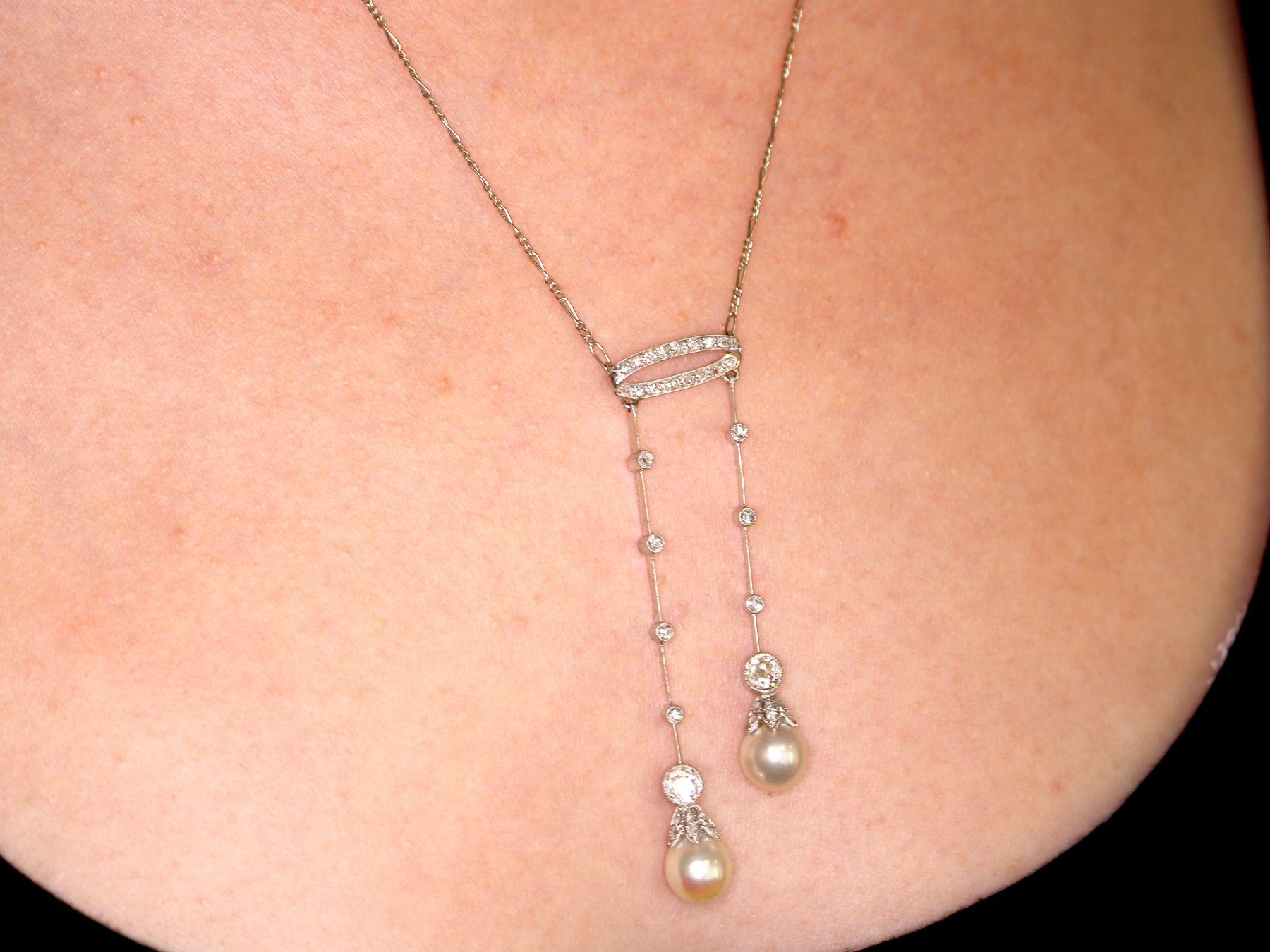 Antique 1.10 Carat Diamond Necklace in Platinum For Sale 2