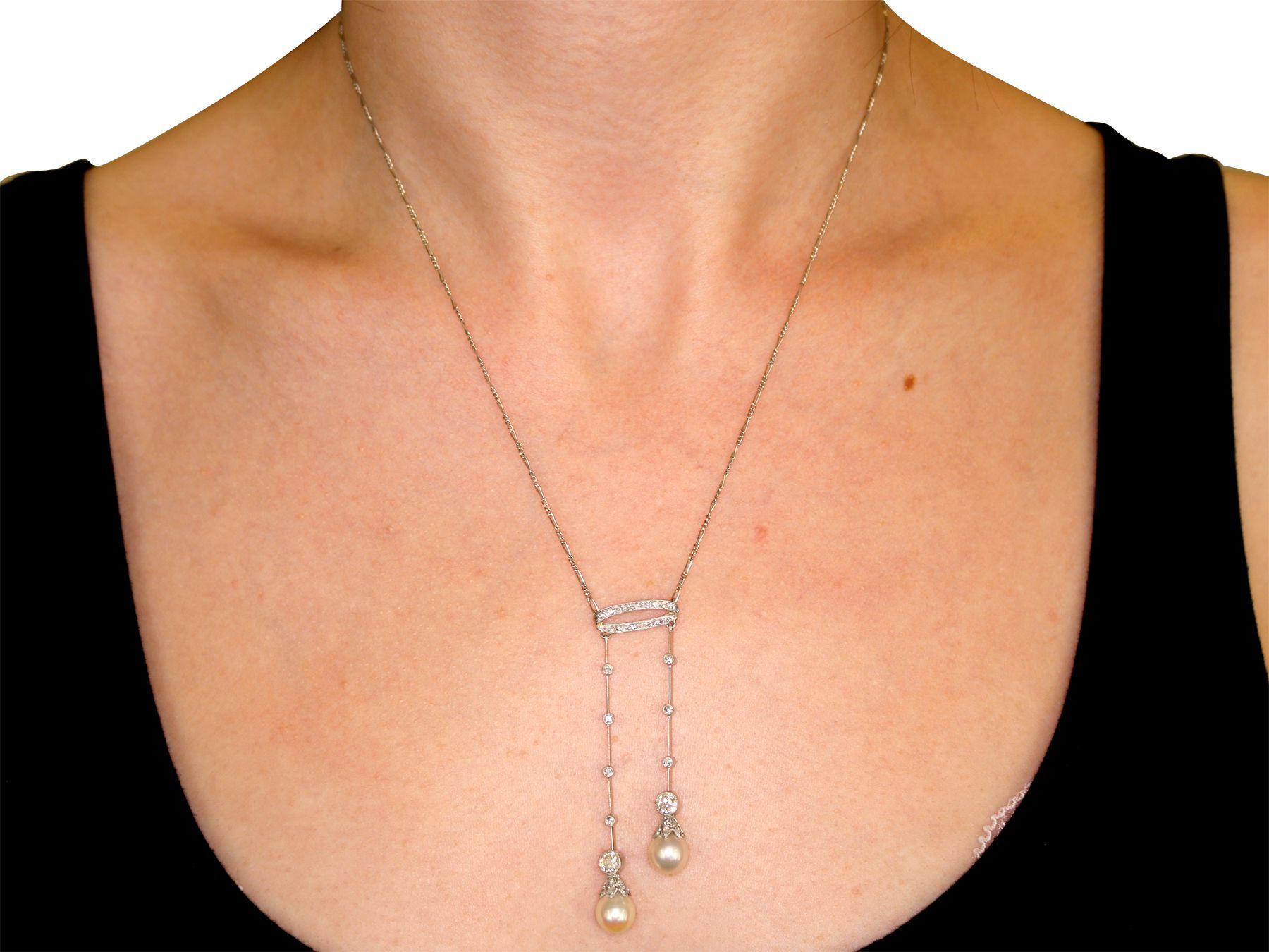 Antique 1.10 Carat Diamond Necklace in Platinum For Sale 3