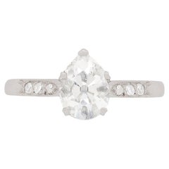 Art Deco 1.10ct Pear-Shaped Diamond Solitaire Ring, circa 1920s