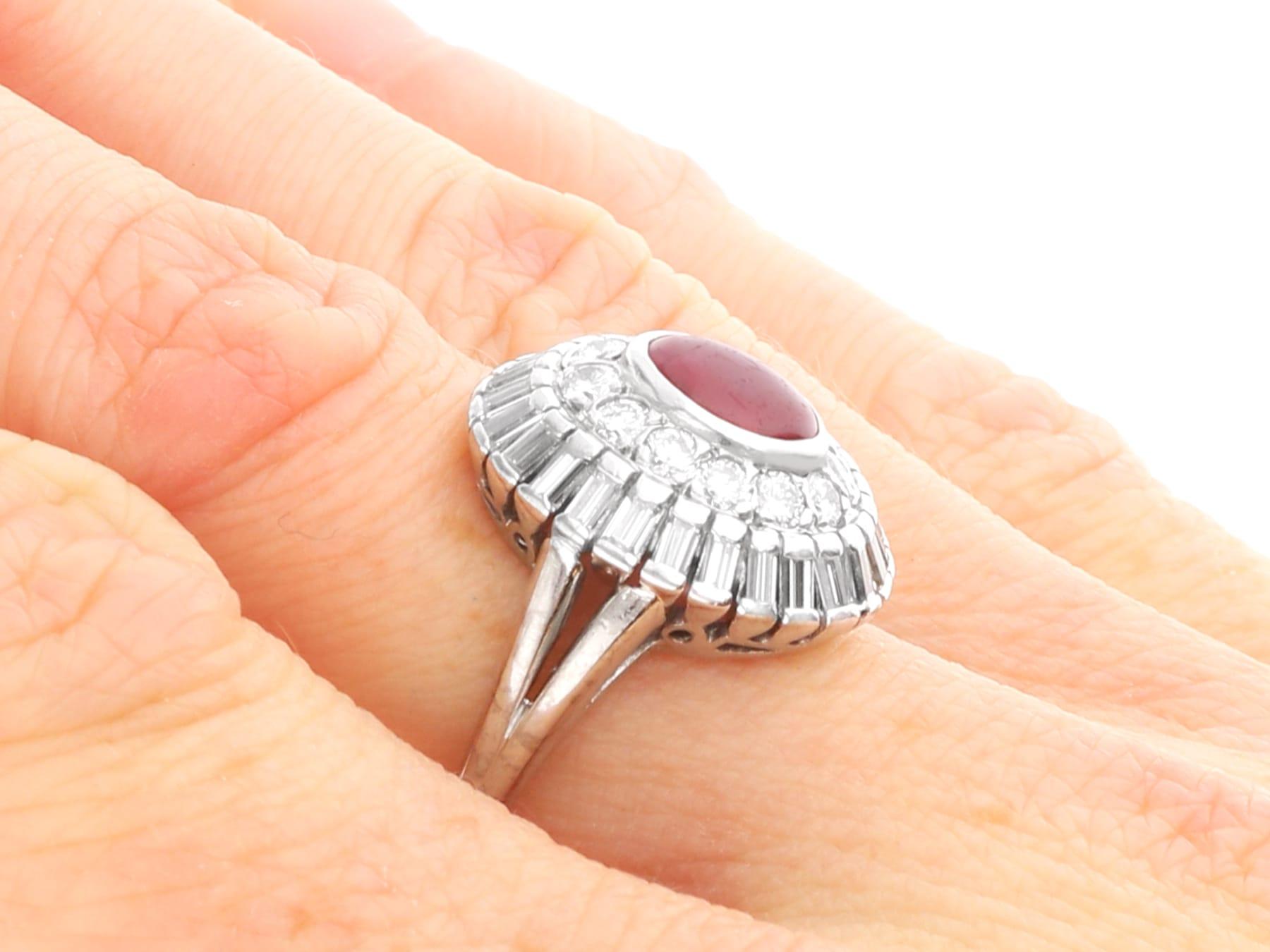 Antiguo anillo de platino de 1,10 quilates de rubí y 1,18 quilates de diamantes, circa 1935 en venta 5