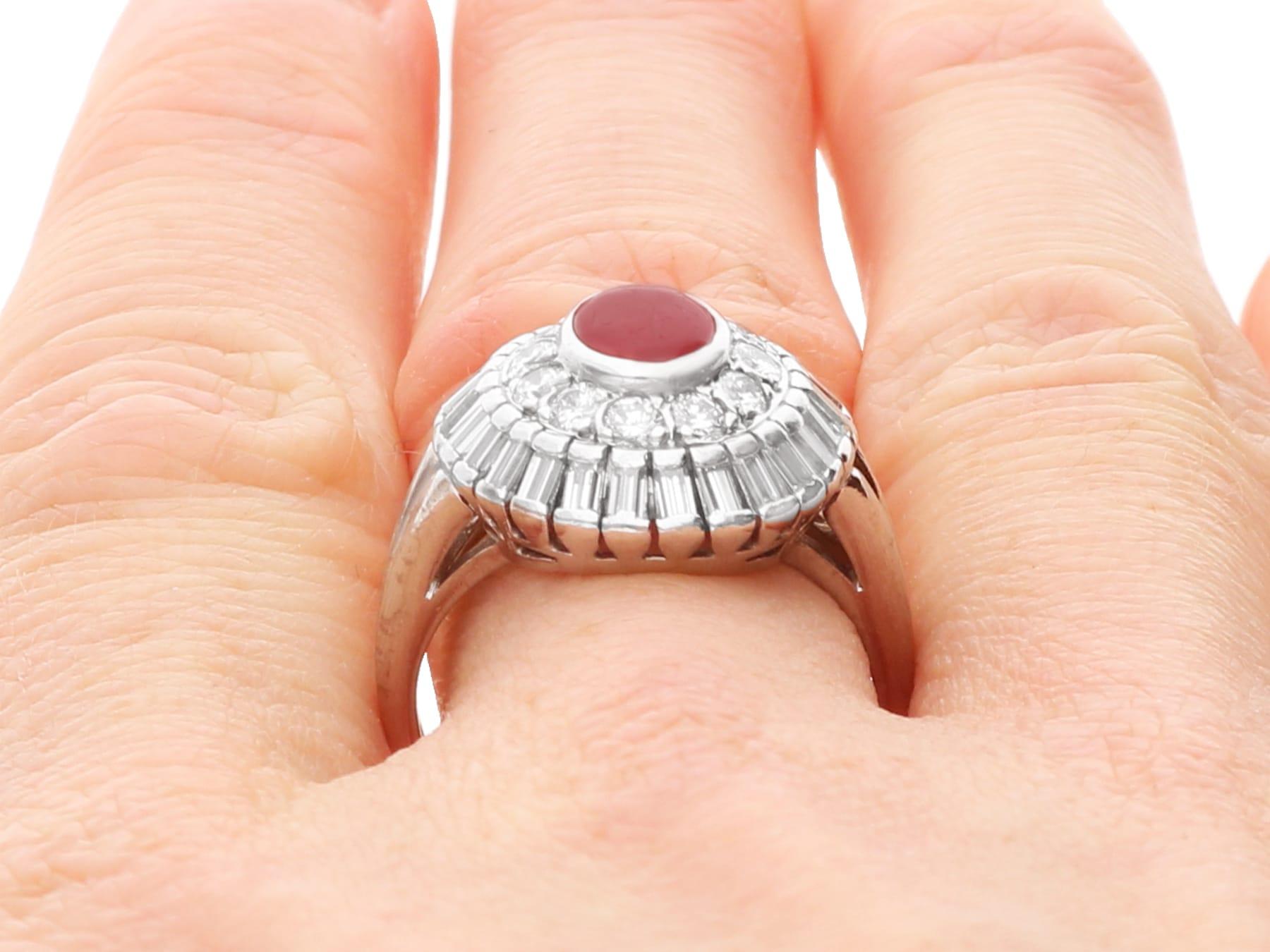Antiguo anillo de platino de 1,10 quilates de rubí y 1,18 quilates de diamantes, circa 1935 en venta 6