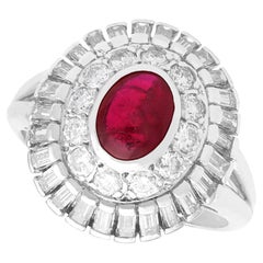 Antiguo anillo de platino de 1,10 quilates de rubí y 1,18 quilates de diamantes, circa 1935