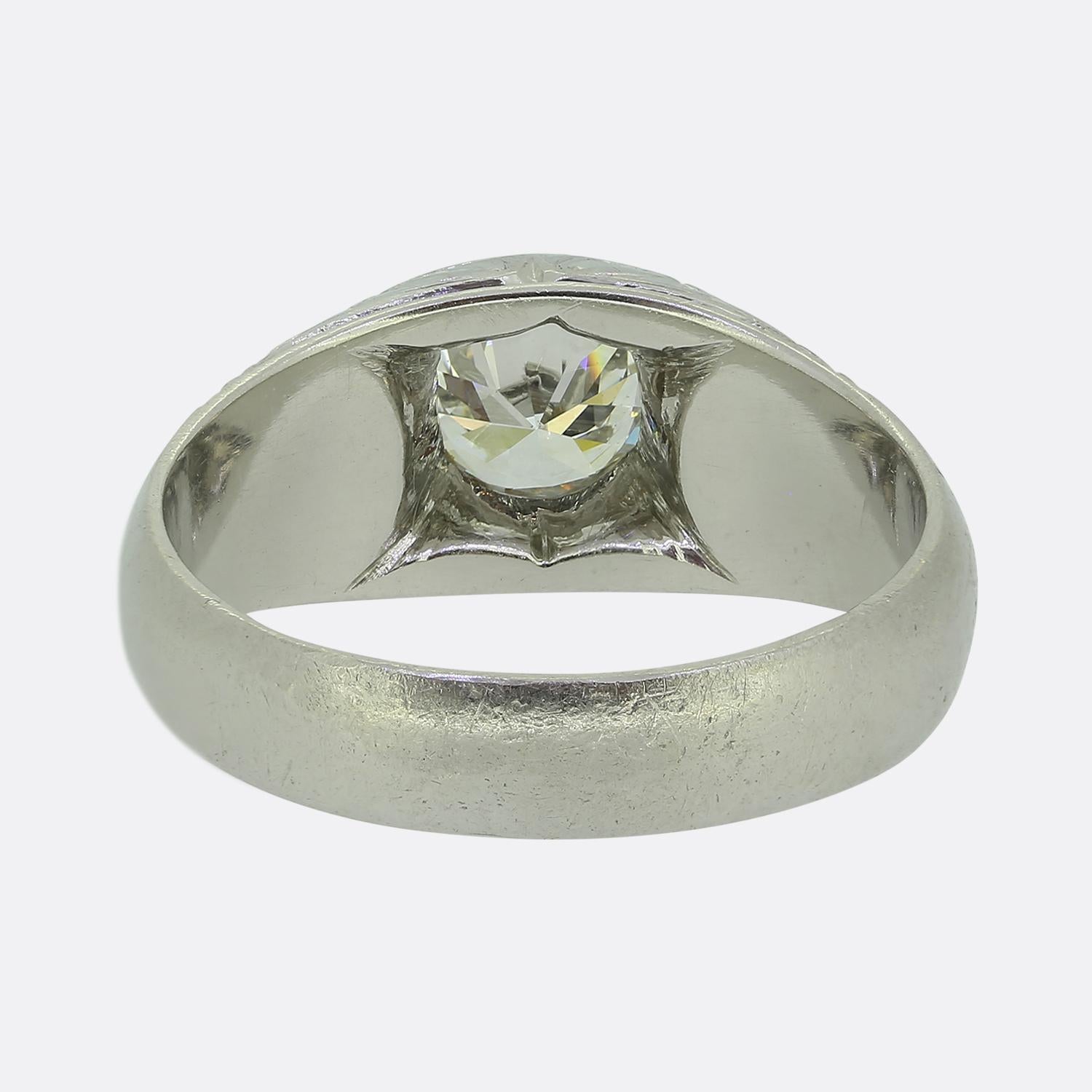 Taille vieille Europe Bague ancienne en diamant de 1,10 carat Single Stone en vente