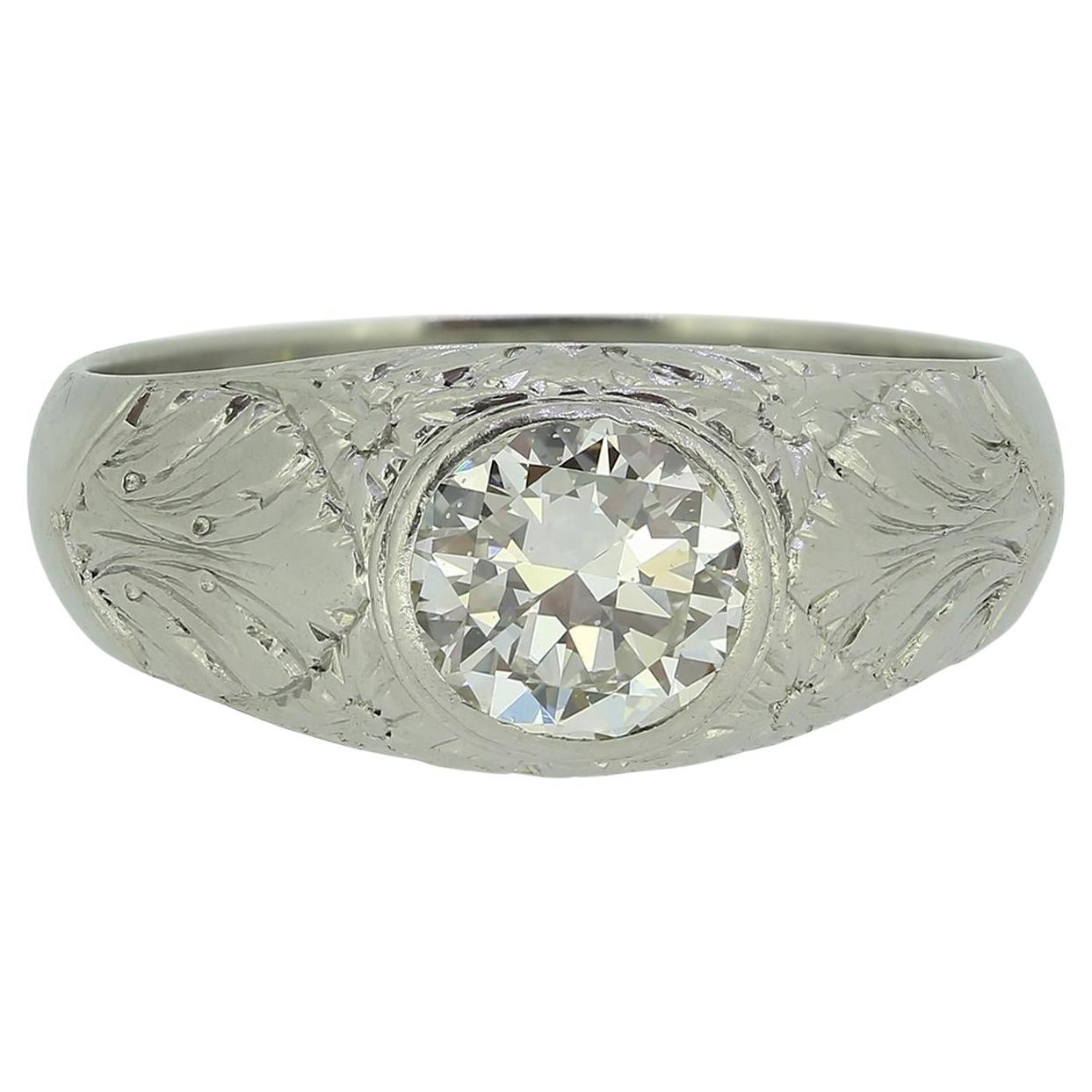Bague ancienne en diamant de 1,10 carat Single Stone en vente