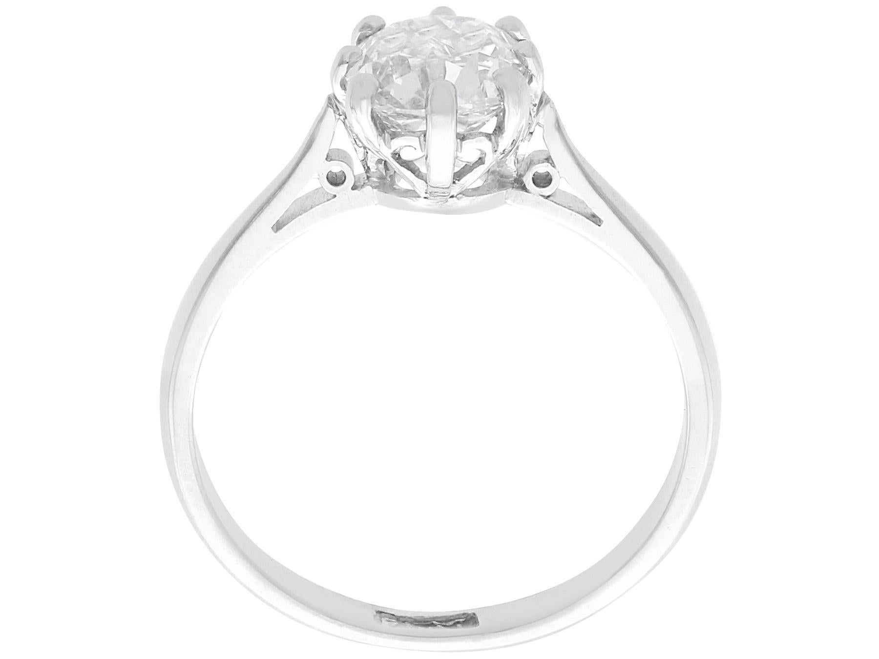 Women's or Men's Antique 1.10 Ct Diamond and Platinum Solitaire Ring For Sale