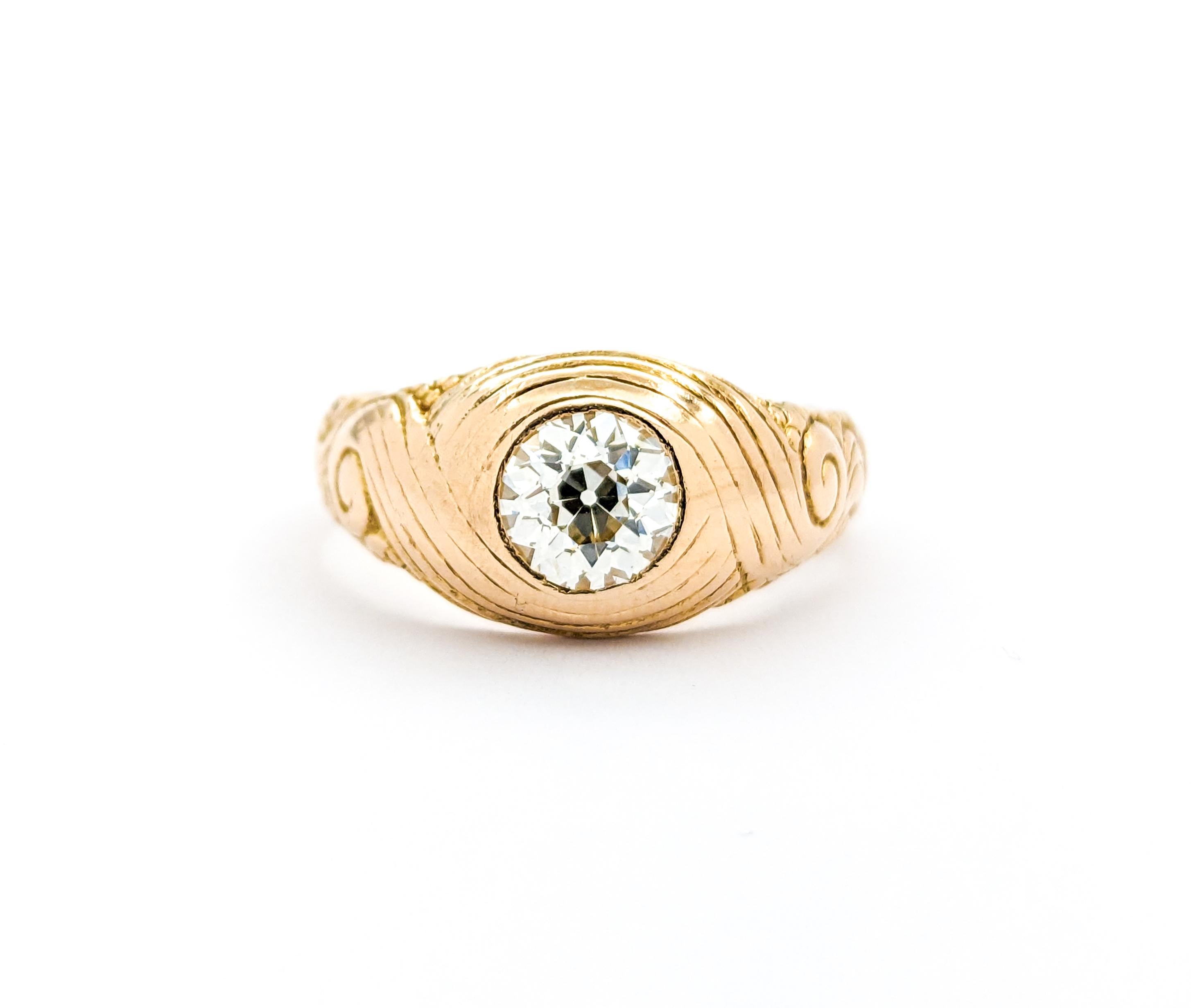 Antique 1.10ct Diamond Ring In Yellow Gold For Sale 4