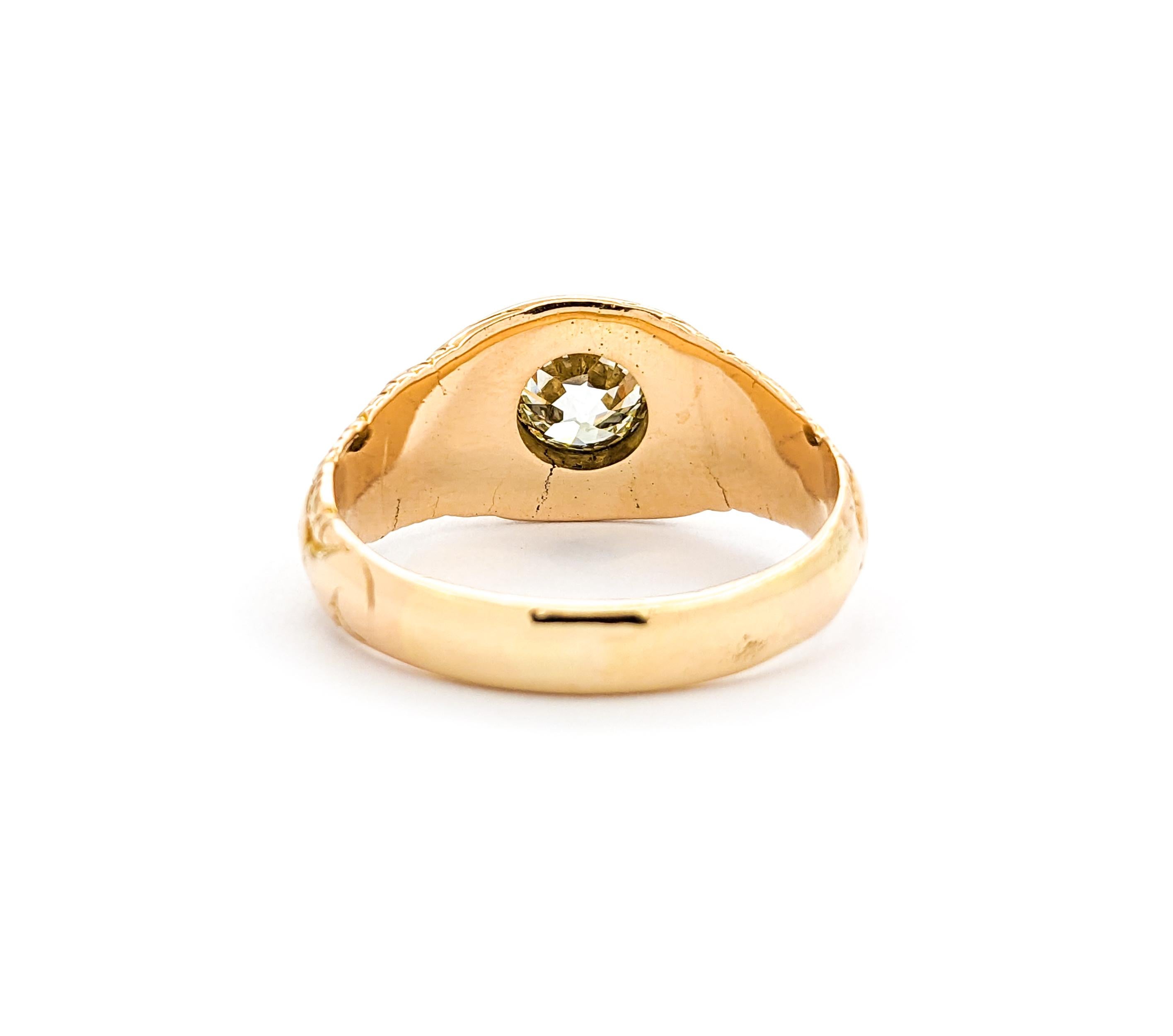 Antique 1.10ct Diamond Ring In Yellow Gold For Sale 1