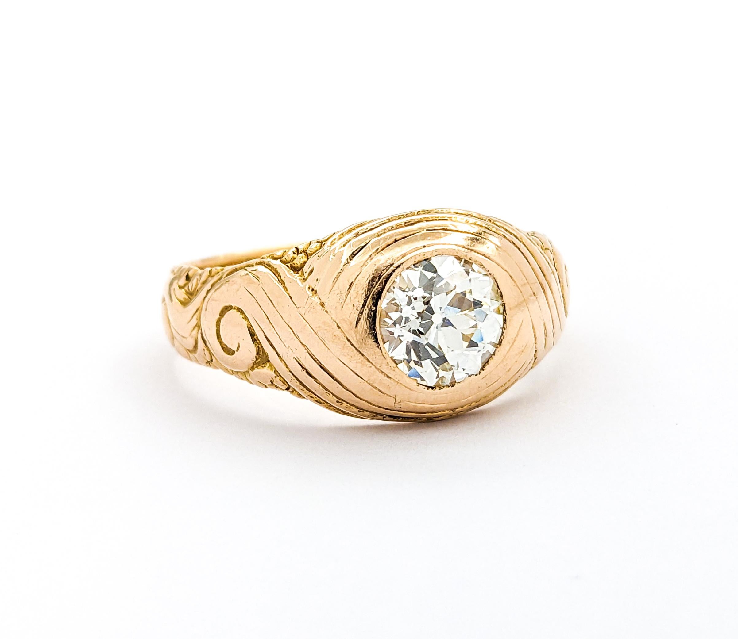 Antique 1.10ct Diamond Ring In Yellow Gold For Sale 3