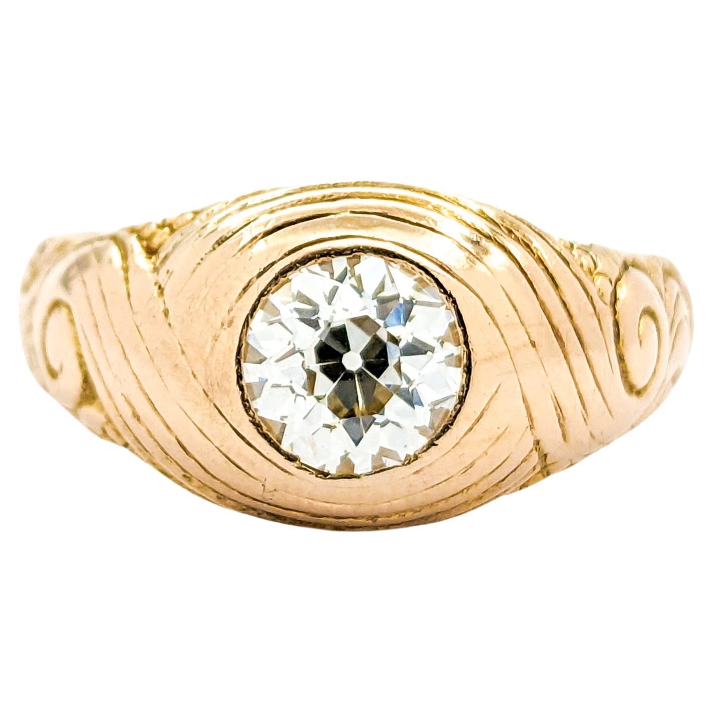 Antique 1.10ct Diamond Ring In Yellow Gold For Sale