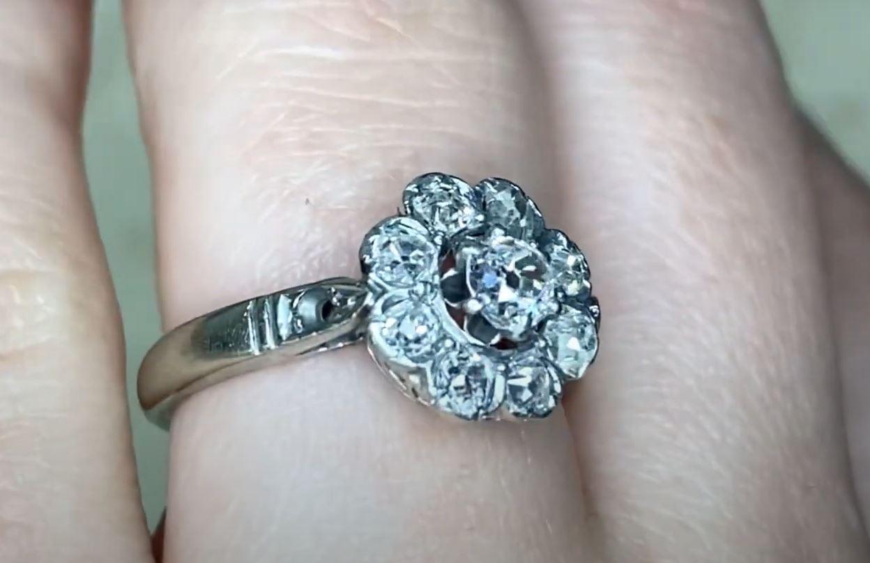 Women's Antique 1.10ct Old European Cut Diamond Cluster Engagement Ring, Platinum