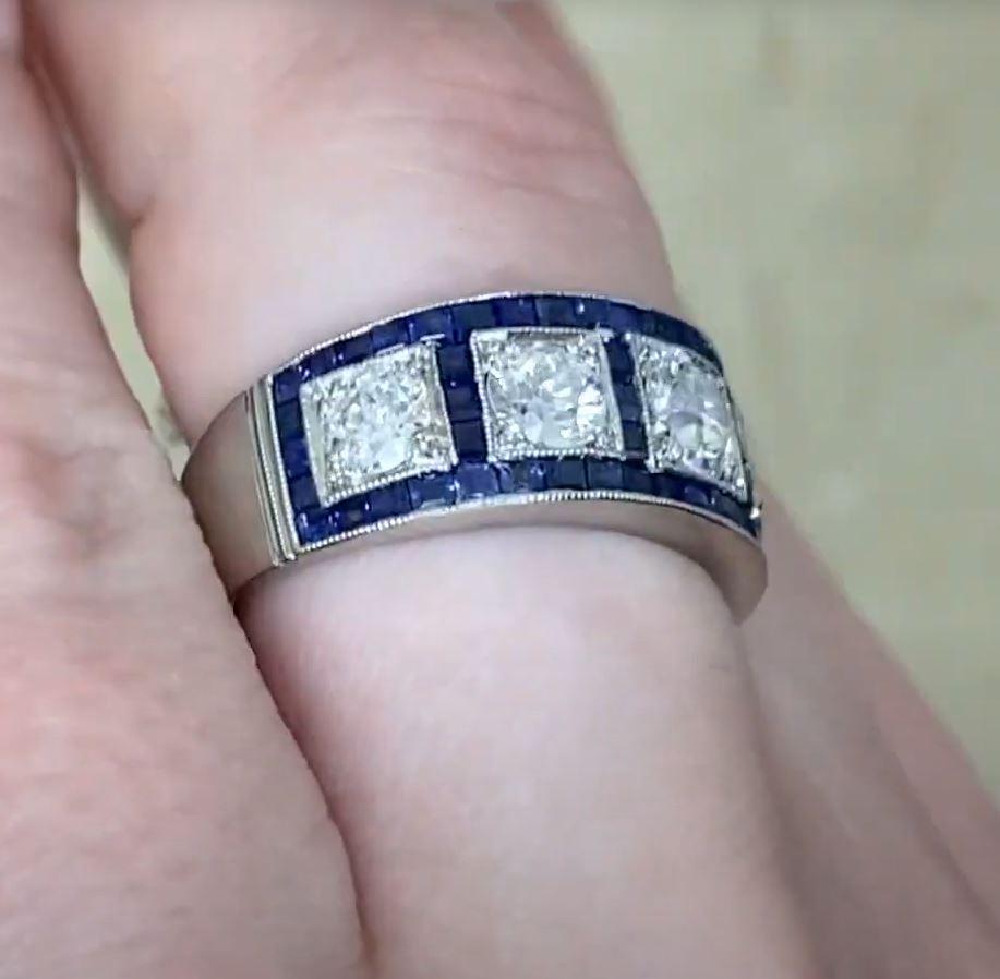 Women's Antique 1.10ct Old European Cut Diamond Engagement Ring, Platinum For Sale