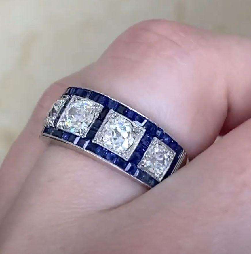 Antique 1.10ct Old European Cut Diamond Engagement Ring, Platinum For Sale 1