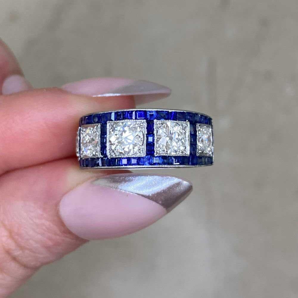 Antique 1.10ct Old European Cut Diamond Engagement Ring, Platinum For Sale 4