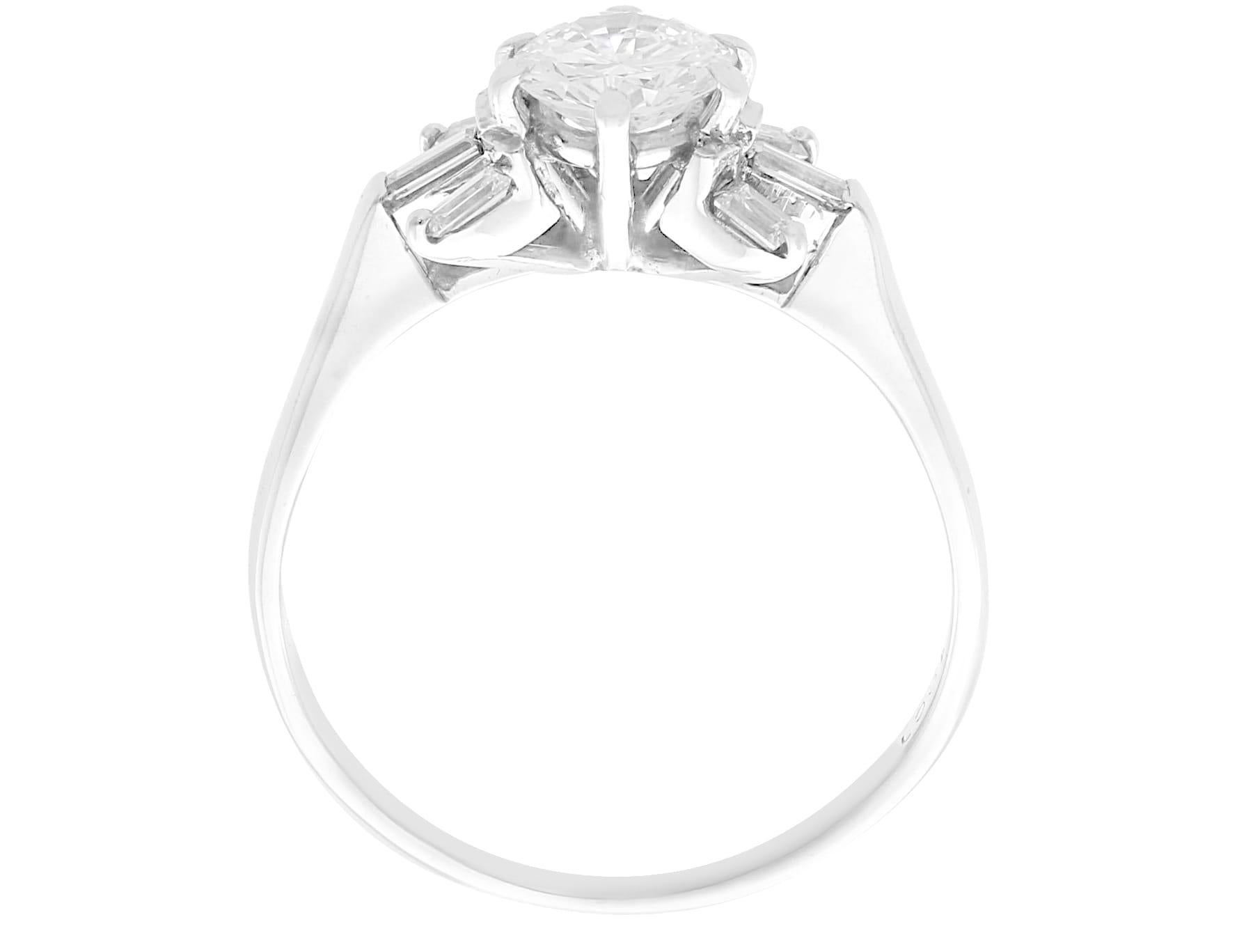 Women's or Men's Antique 1.11Ct Diamond and 18k White Gold Solitaire Ring Circa 1935 For Sale