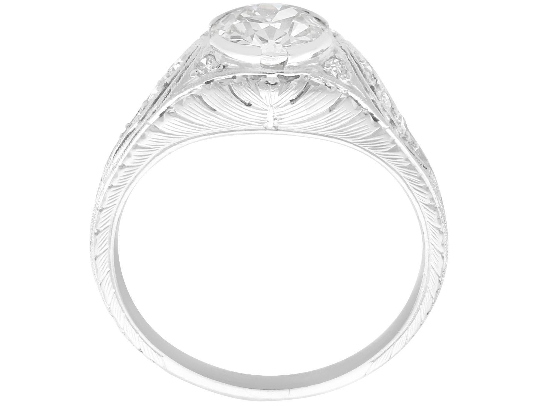 Women's or Men's Antique 1.12 Carat Diamond and Platinum Solitaire Ring, Circa 1925 For Sale