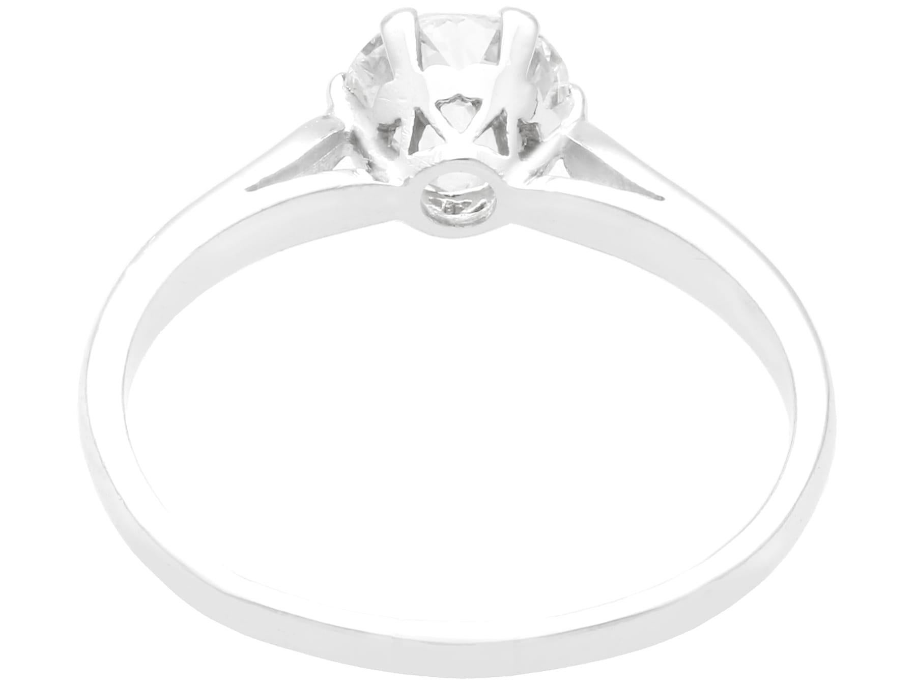 Women's Antique 1.13 Carat Diamond and Platinum Solitaire Ring, circa 1920 For Sale