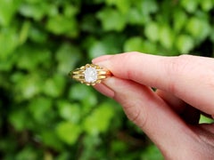 Antique 1.13 Carat Diamond and Yellow Gold Signet Ring, Circa 1870